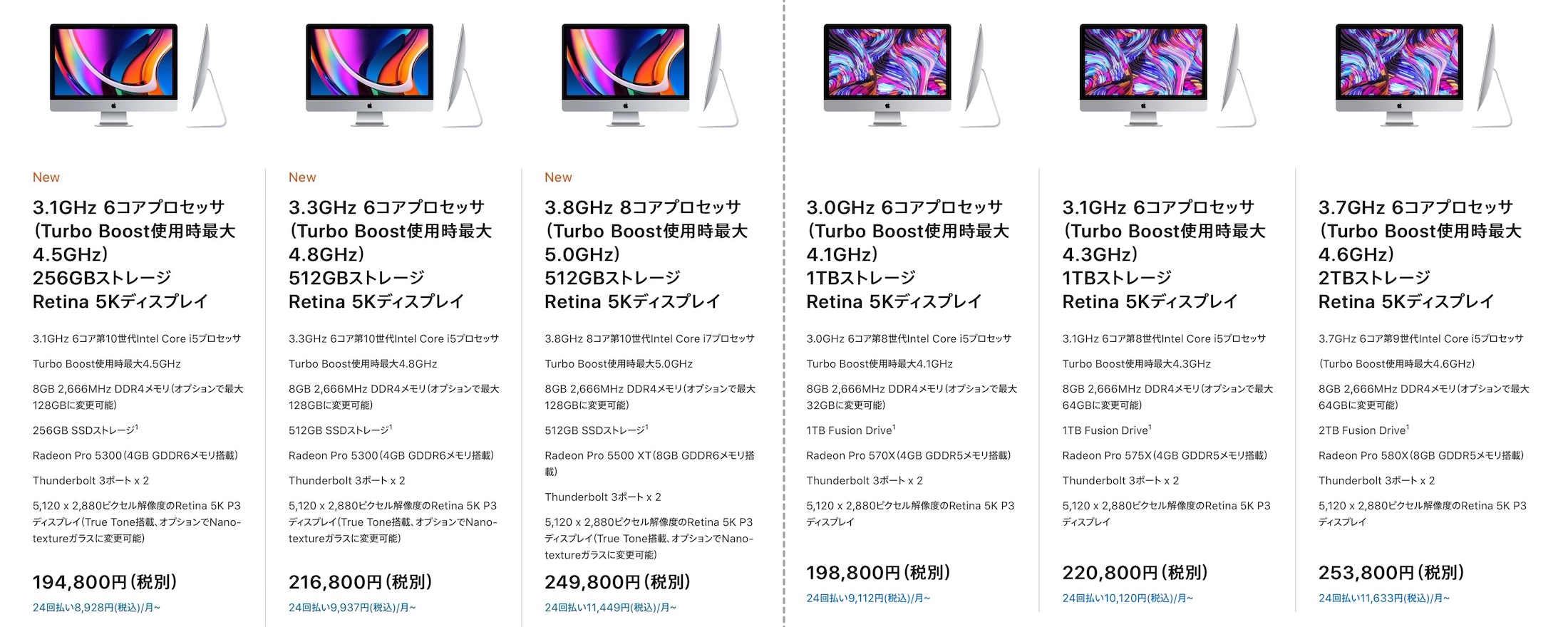 iMac (Retina 5K, 27インチ, 2020)とiMac (Retina 5K, 27インチ, 2019