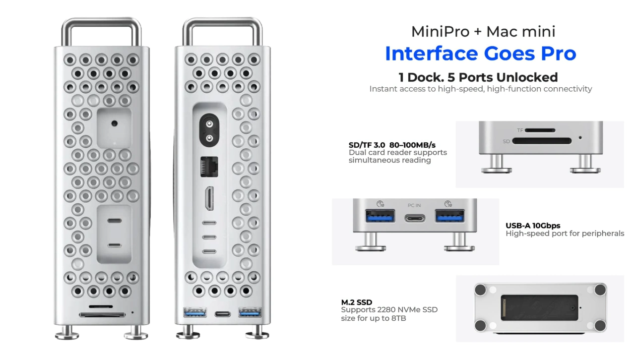 ORICO、Mac ProデザインのMac mini (2024)用アルミスタンド「ORICO