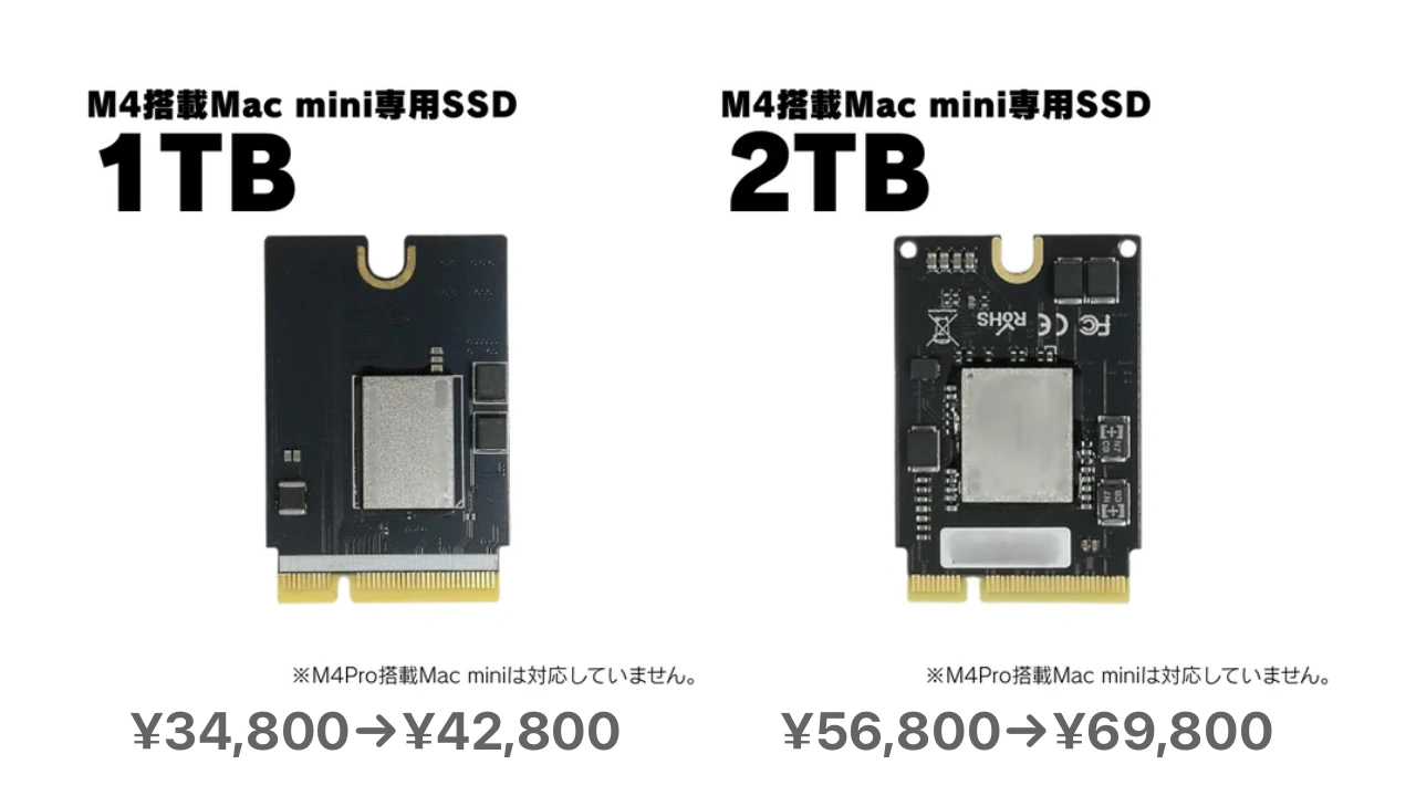 秋葉館の「M4搭載Mac mini専用SSD」1TB/2TBモデルが値上げ。 | AAPL Ch.