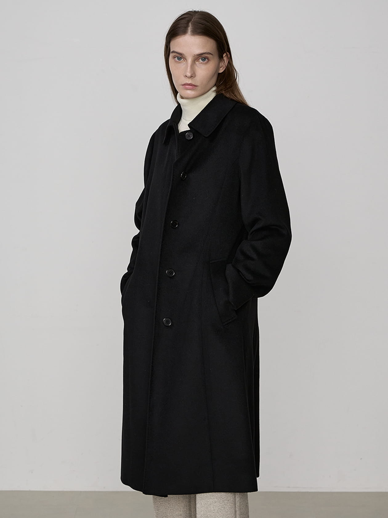 カシミヤ ステンカラーコート