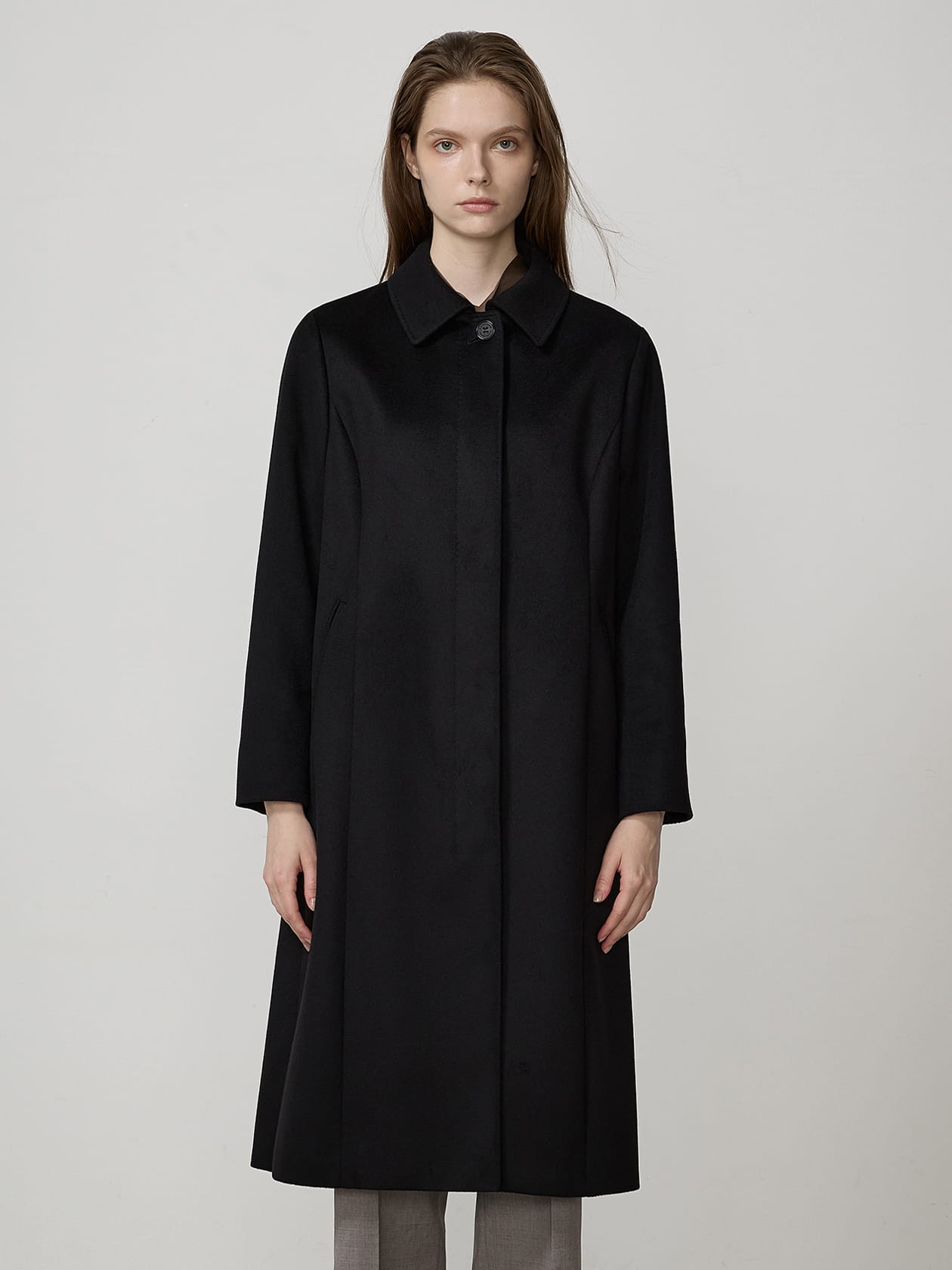ブラックカシミヤ ステンカラーコート