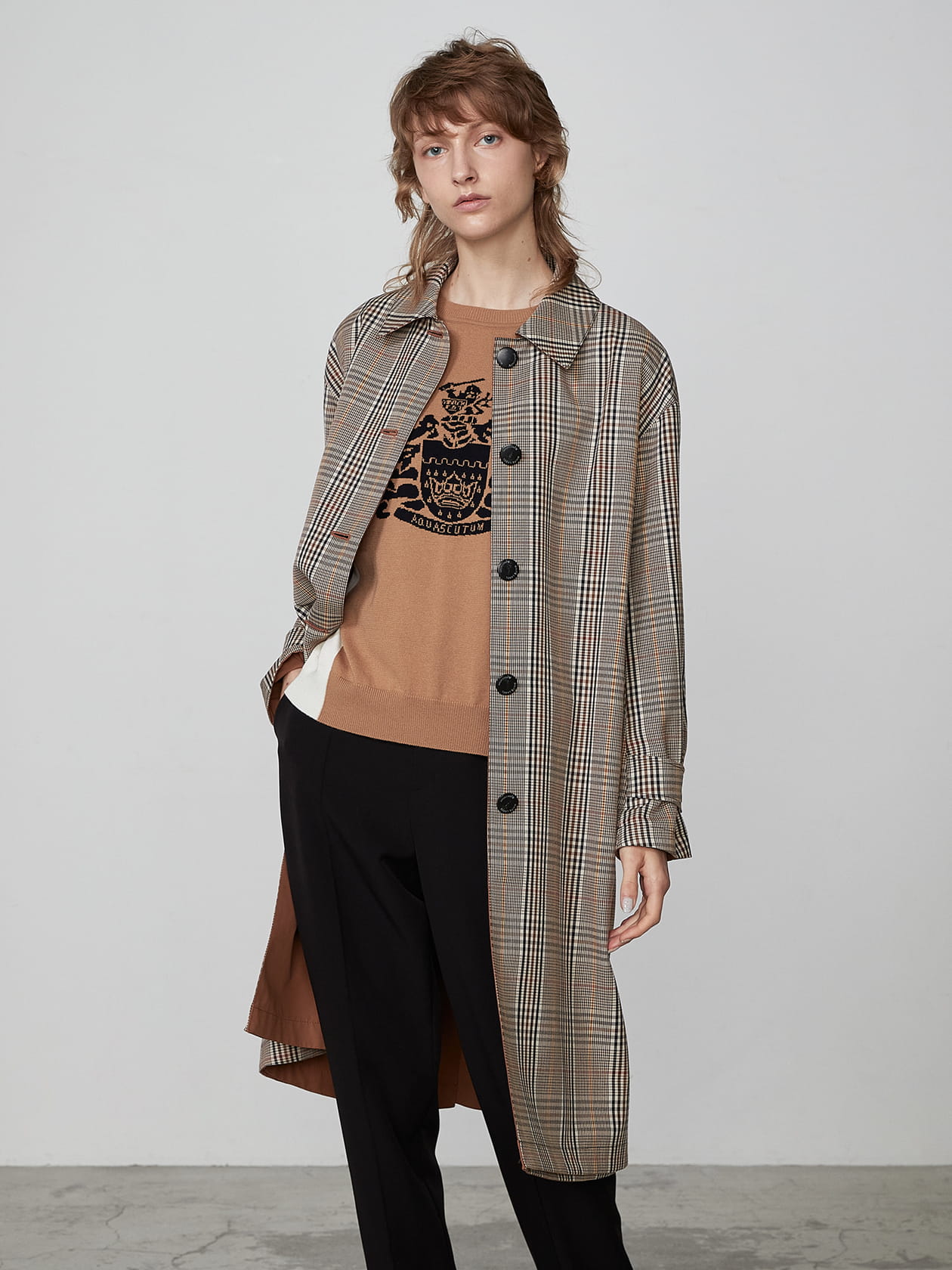 グレンチェック リバーシブルコート