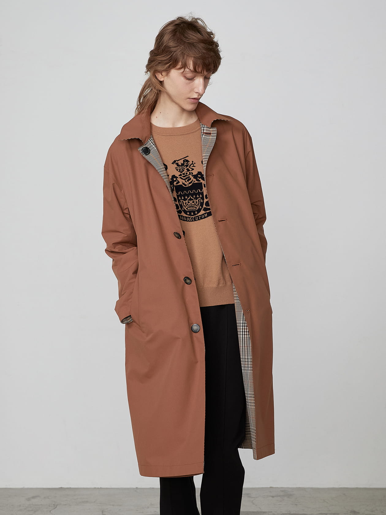 グレンチェック リバーシブルコート