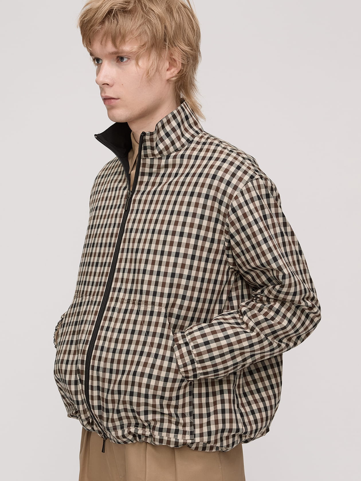 ホワイトレーベルチェック ブルゾン