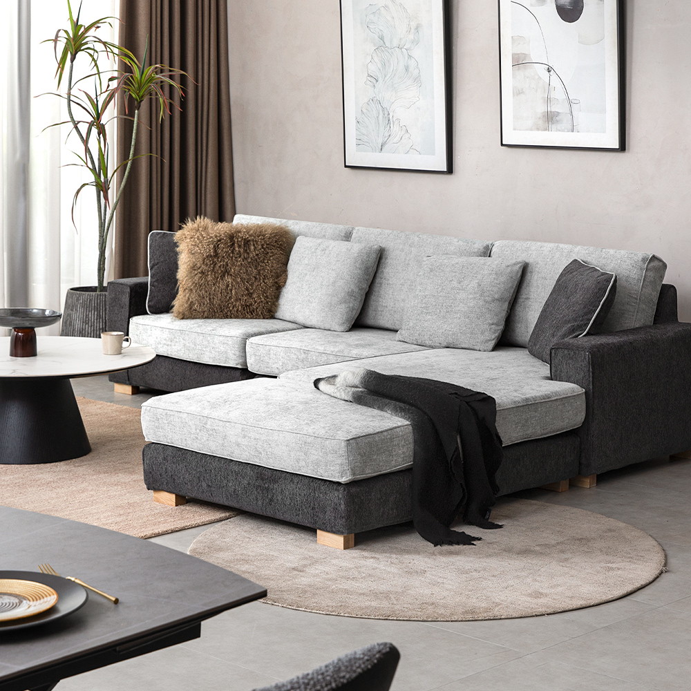 みやじ様限定 グレーのファブリックソファ Armoniaカウチソファ 右