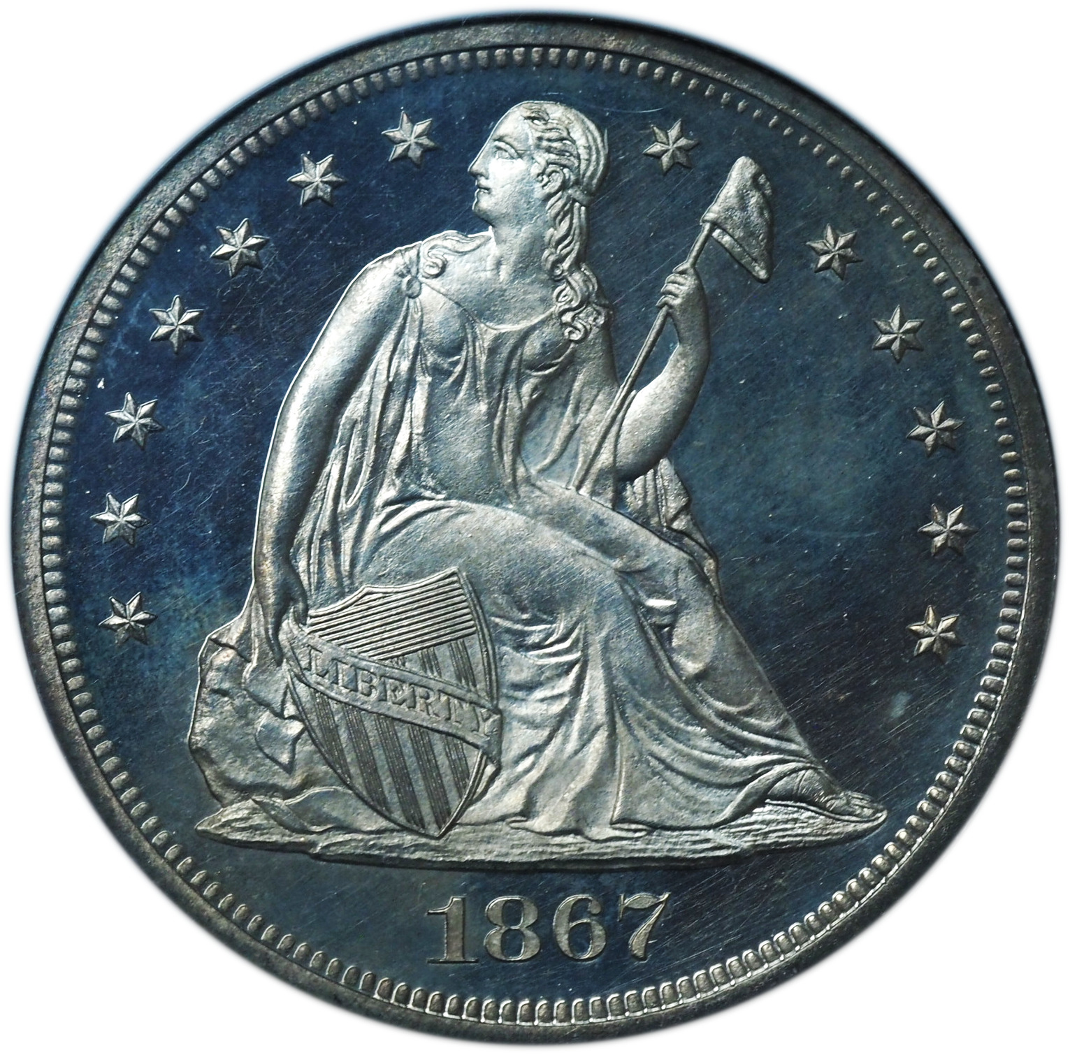 Buy Proof 1867 Seated Liberty Dollar PF65 Cameo NGC & CAC Online