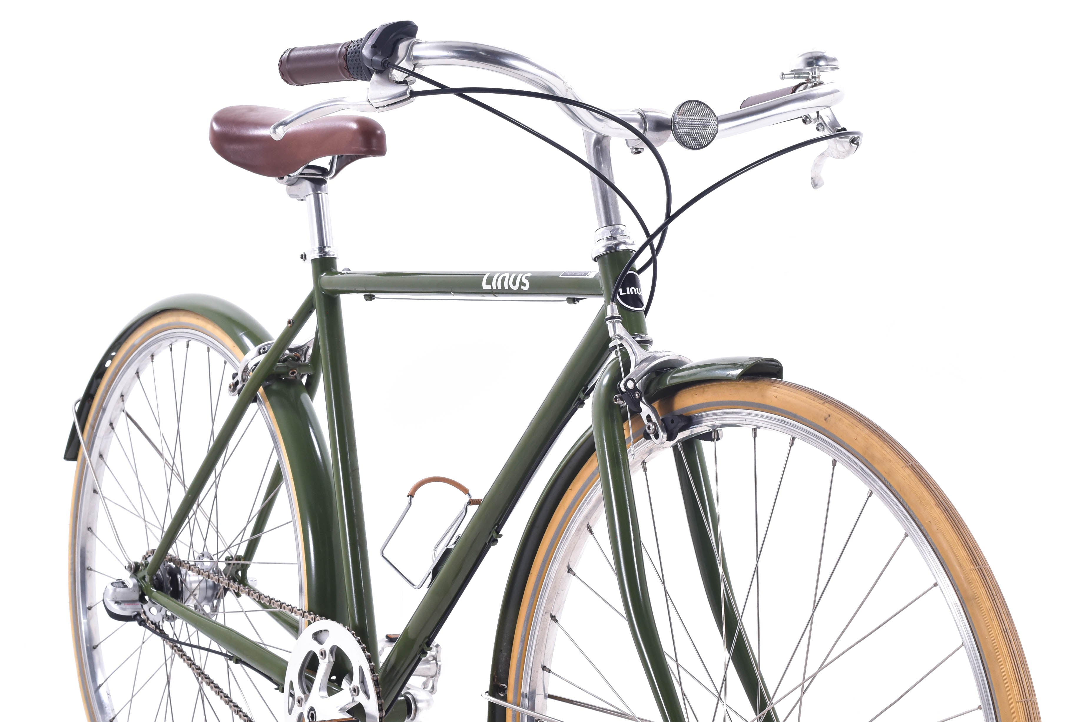 USED Linus Roadster 3i Medium Cruiser Bike Green/Tan w/ Fenders