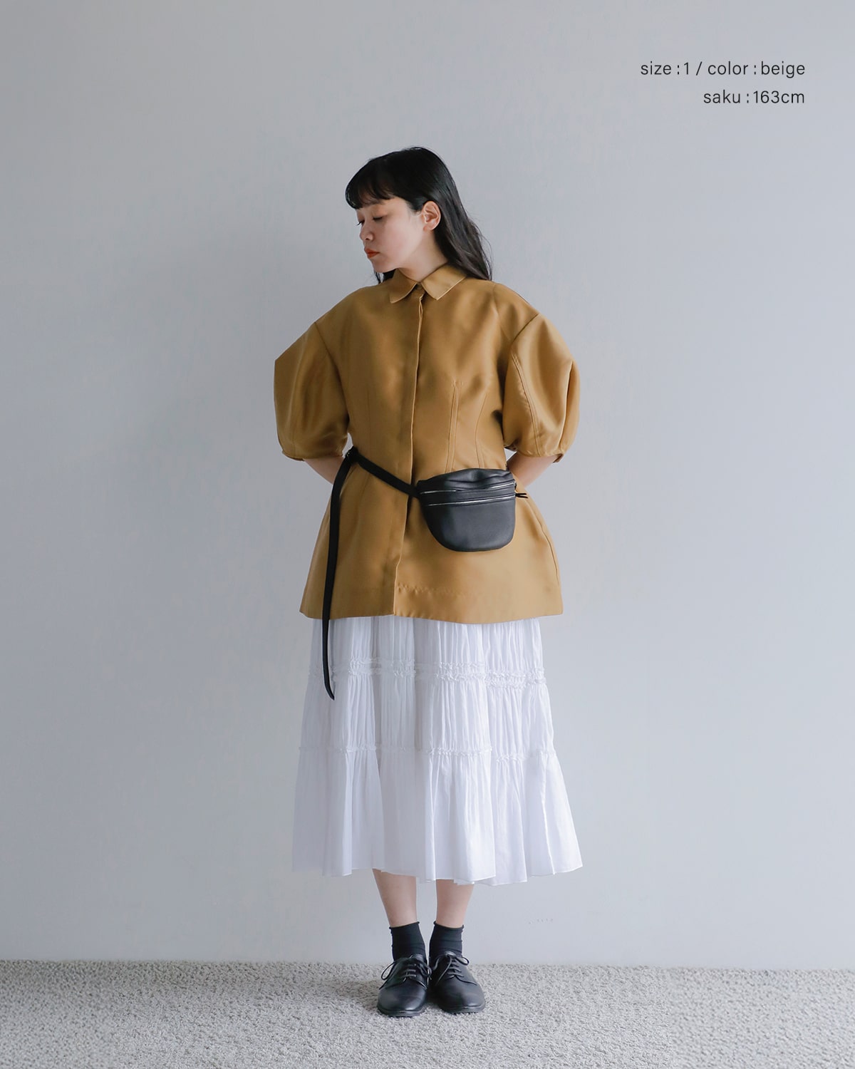 40%OFF】CLANE クラネ ウエスト シェイプ パフスリーブ シャツ 18122