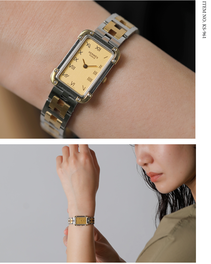 HERMES エルメス ステンレス GP ヴィンテージ ウォッチ ks-961-fn