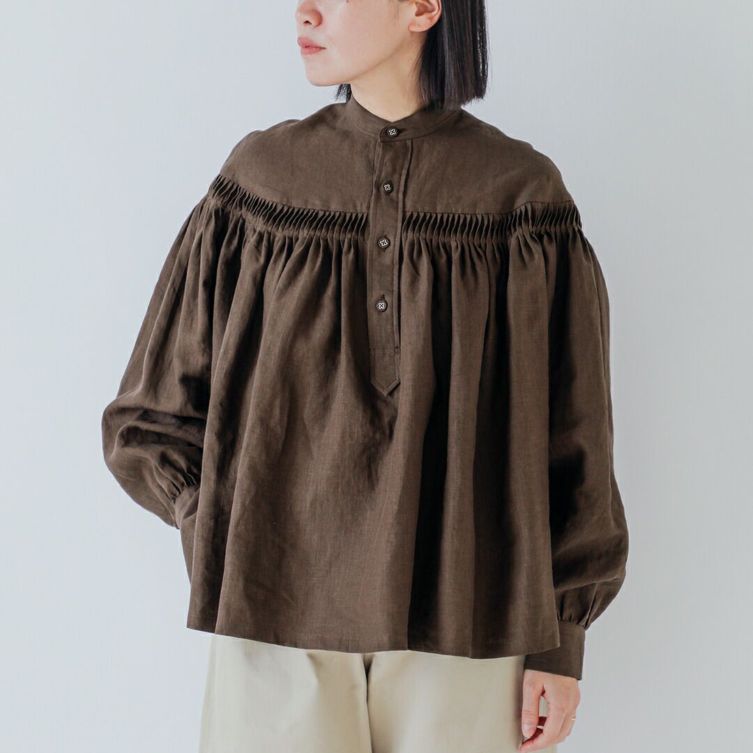 Scye サイ リネン キャンブリック タック ブラウス 60/1Linen Cambric