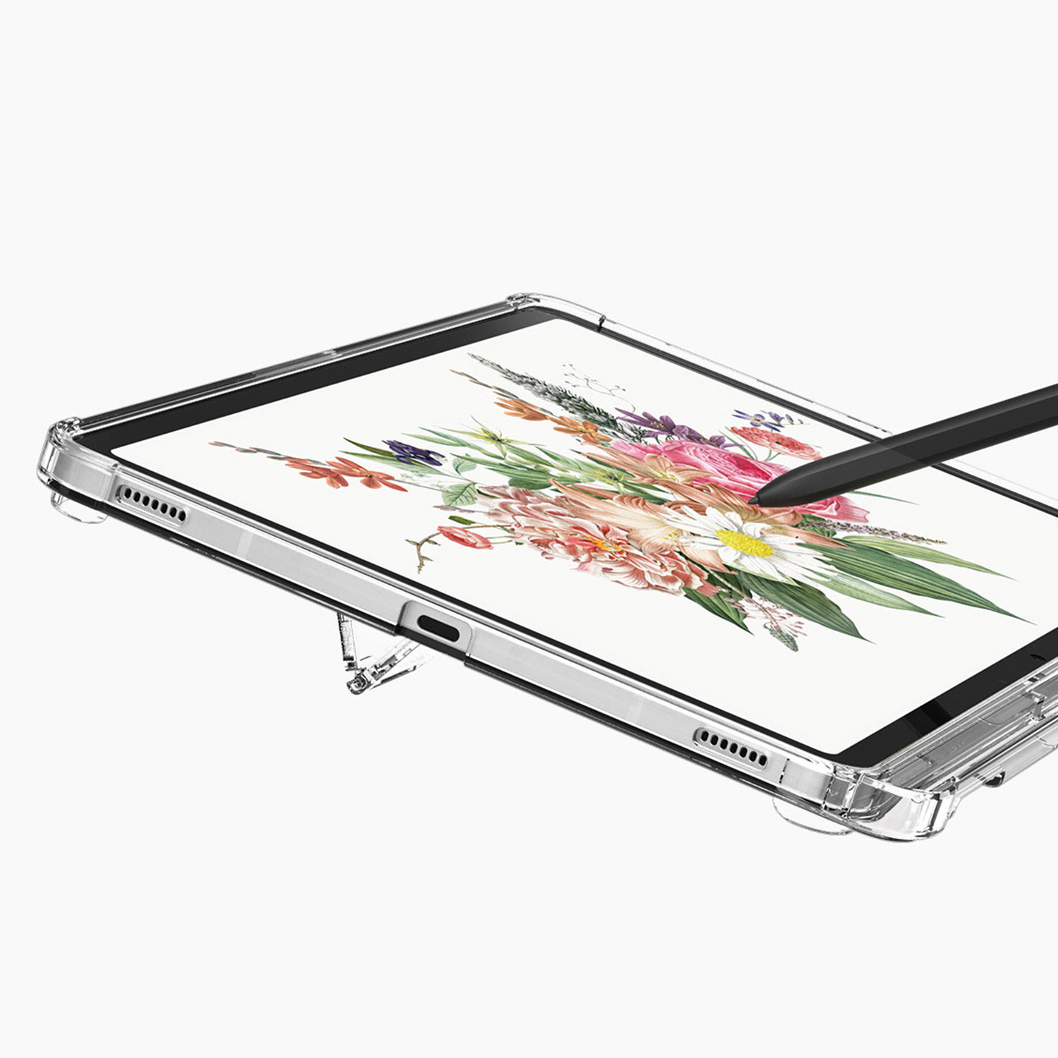 Galaxy Tab S8+】ペンホルダー付きスタンドケース Flexield クリア