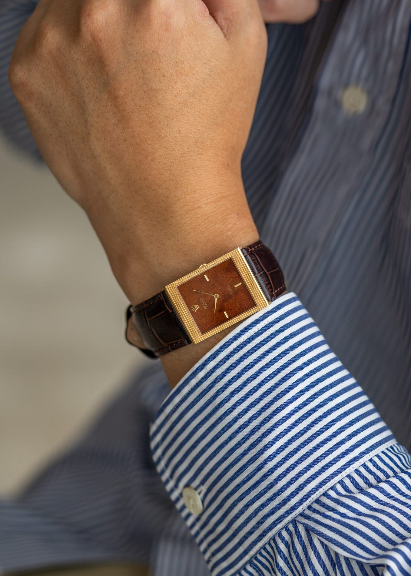 ロレックス チェリーニ 4127 YG ウッドダイアル 箱保証書付き 1990年頃