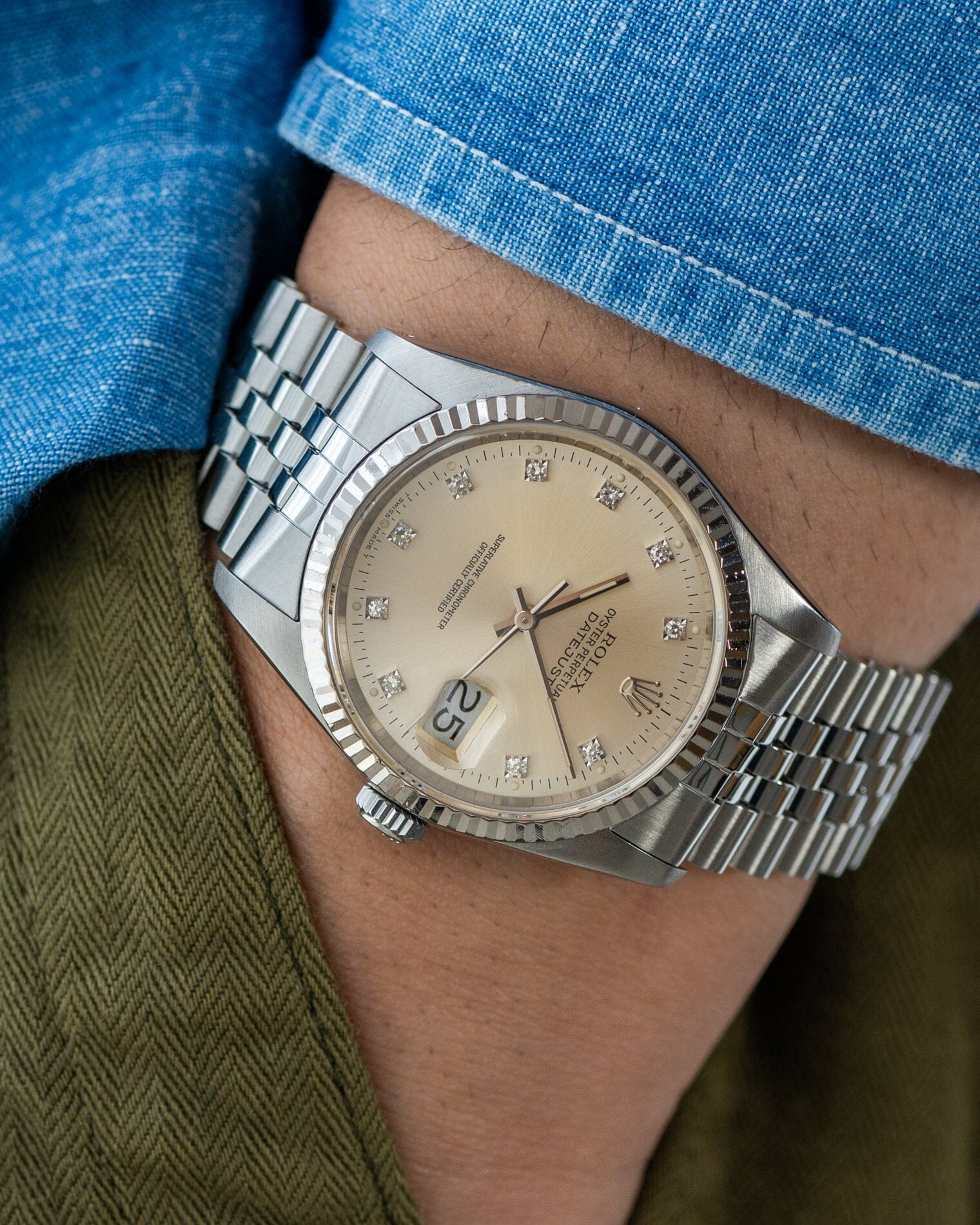Rolex デイトジャスト 16234 シルバー 10Pダイヤモンドダイアル 1988