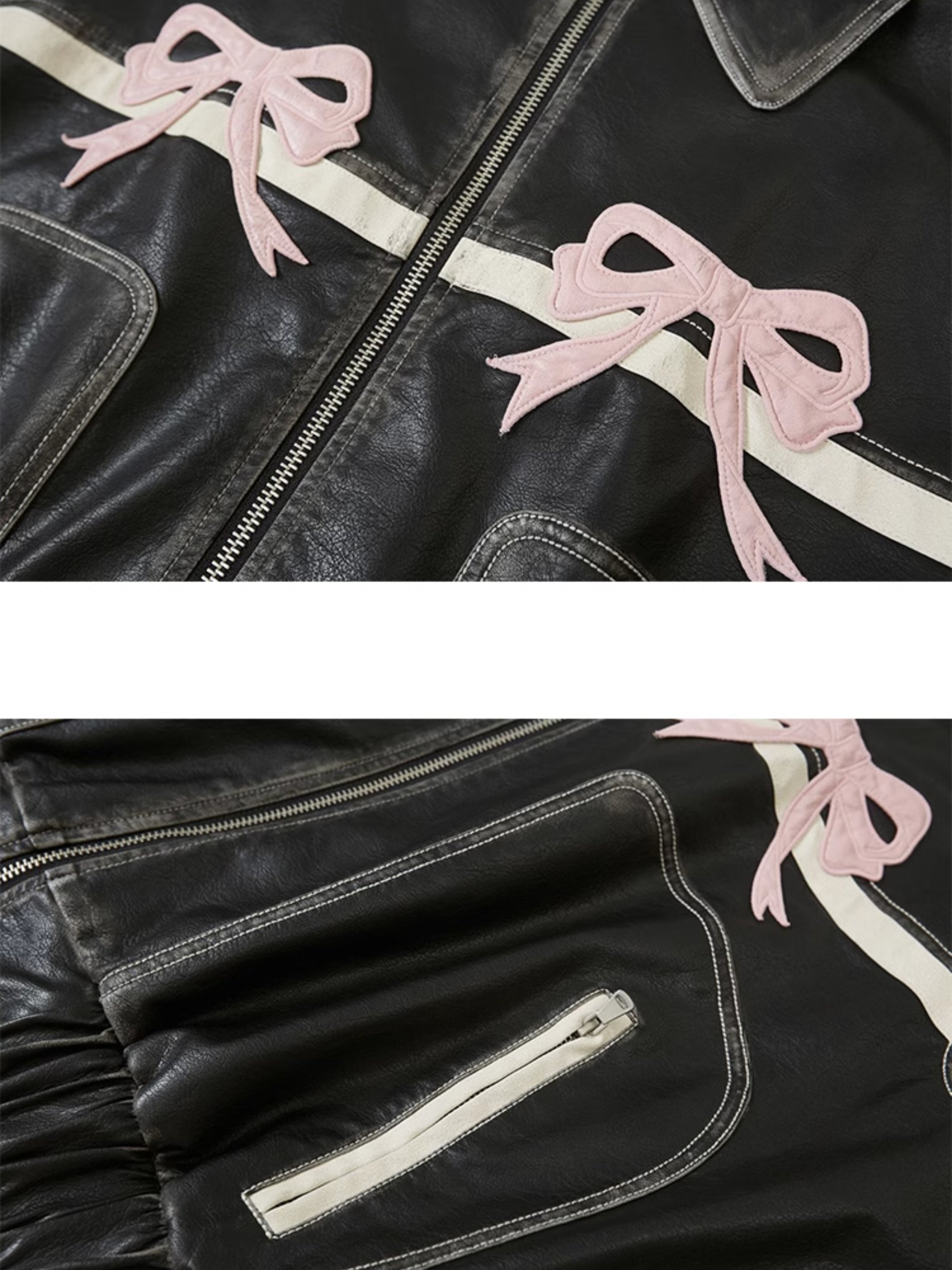Bowknot Retro Color-Painted Leather Jacket – ARCANA ARCHIVE