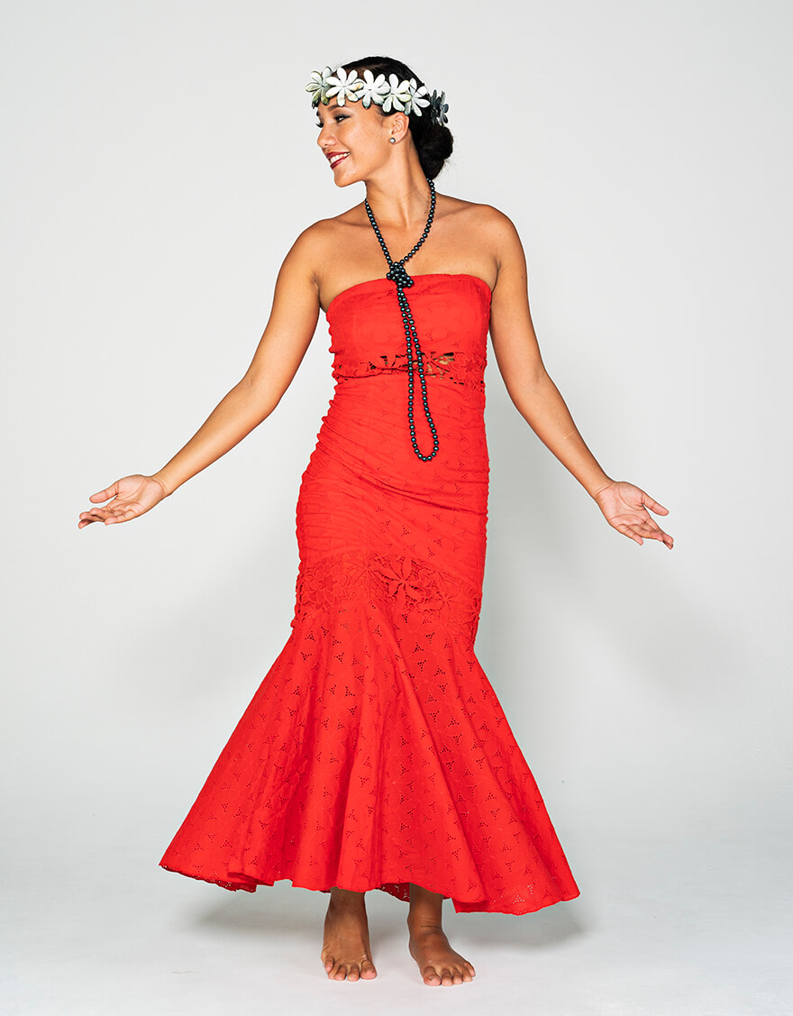 コットンレースマーメイドドレス（レッド） – 【公式】フラダンス衣装