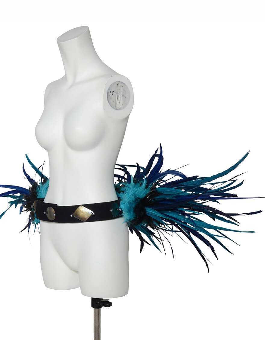 フェザーヒップベルト (ターコイズ×ブラック) – 【公式】フラダンス