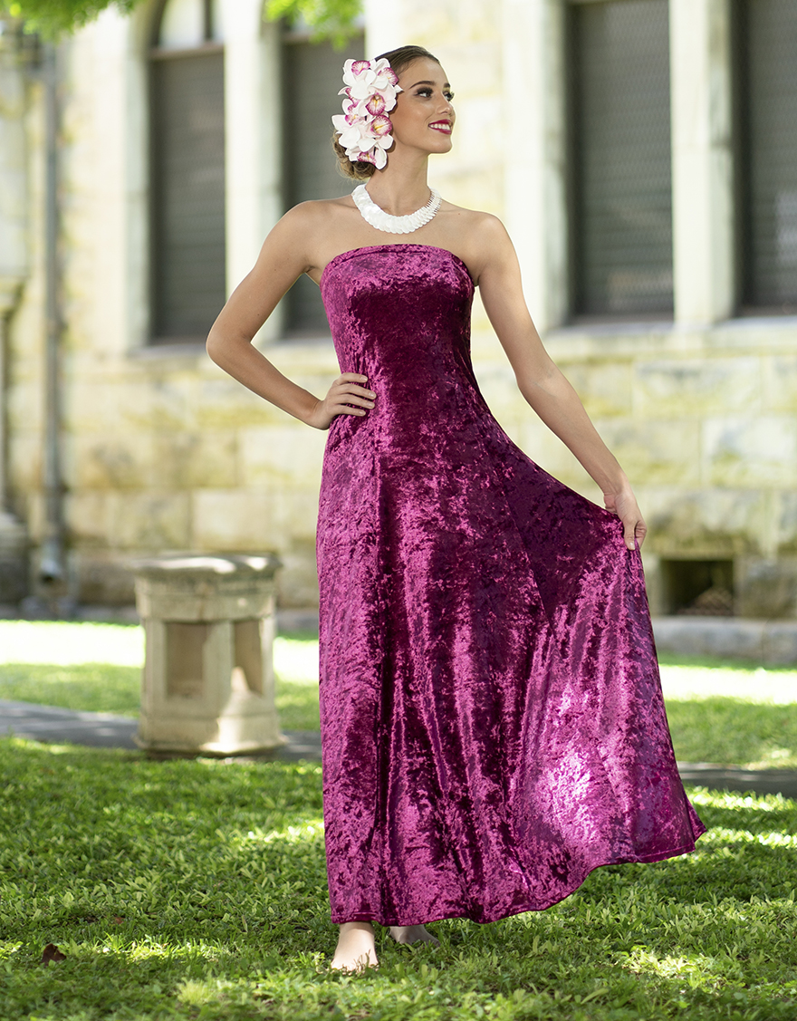 シャイニーベロアドレス（プラム） – 【公式】フラダンス衣装