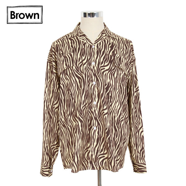 ゼブラプリント オープンカラー長袖シャツ – ArrrT