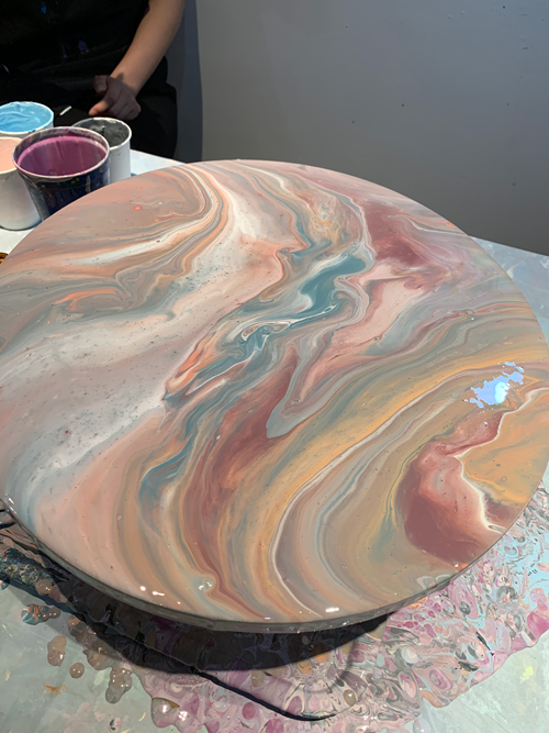 YOKOHAMA MOTOMACHI 丸いキャンバスたらし込みポーリングアート Round