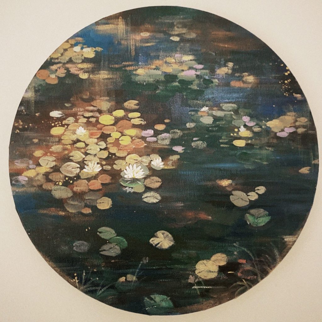 YOKOHAMA モネ 睡蓮の秋 30cm丸キャンバスMonet Waterlilies Autumn 30