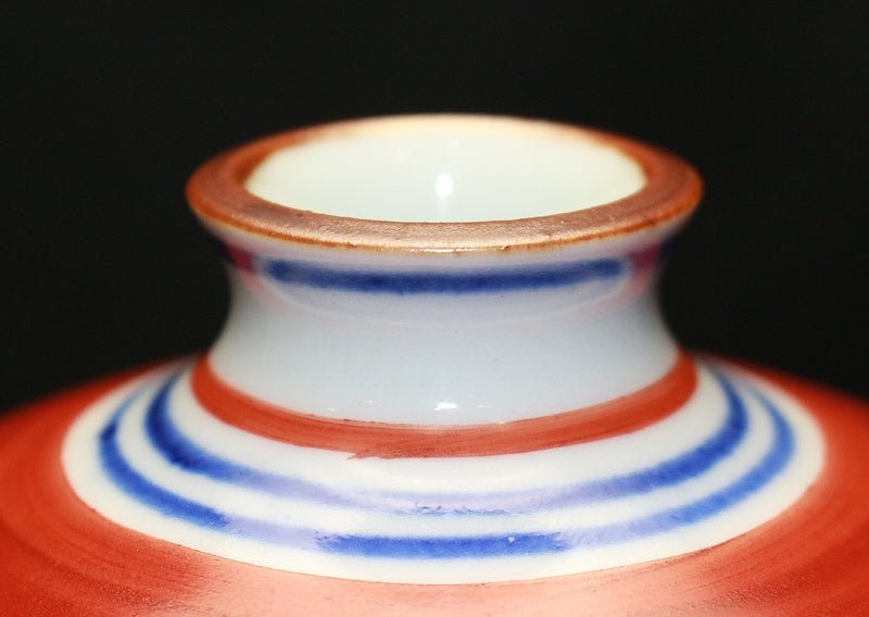 24909 人間国宝 富本憲吉 (色繪梅竹瓶(昭和27年)) TOMIMOTO Kenkichi