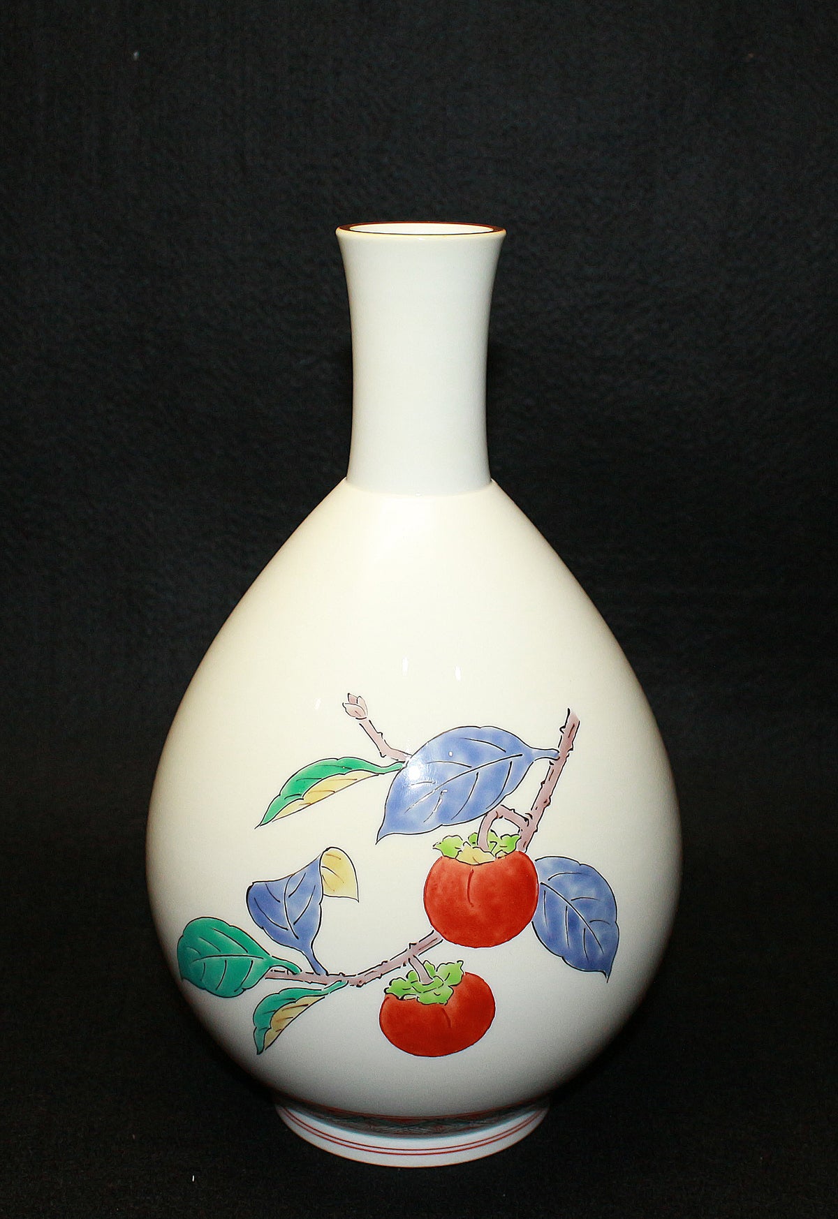 26255 人間国宝 14代酒井田柿右衛門 濁手柿文瓶 SAKAIDA Kakiemon