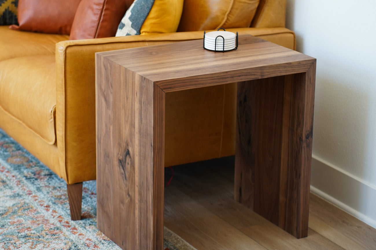 Modern Walnut waterfall End Table– Artisan Born