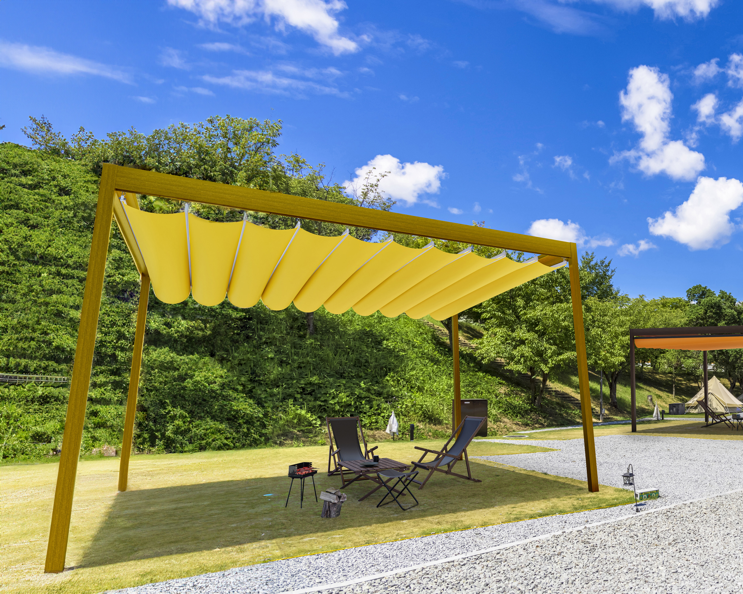 レール開閉式オーニングのソラカゼ2.0 | オーニングテント.jp