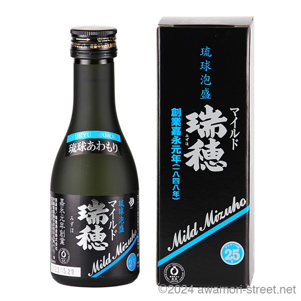 マイルド瑞穂 25度,180ml ミニボトル 古酒51%ブレンド / 瑞穂酒造