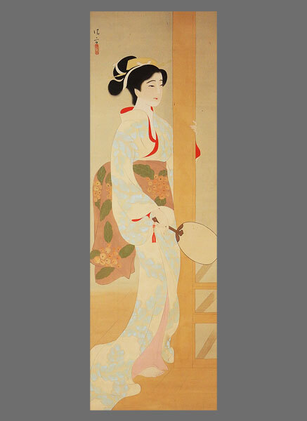 真作】□鏑木清方□美人図□浮世絵師/日本画家/随筆家□肉筆□掛軸