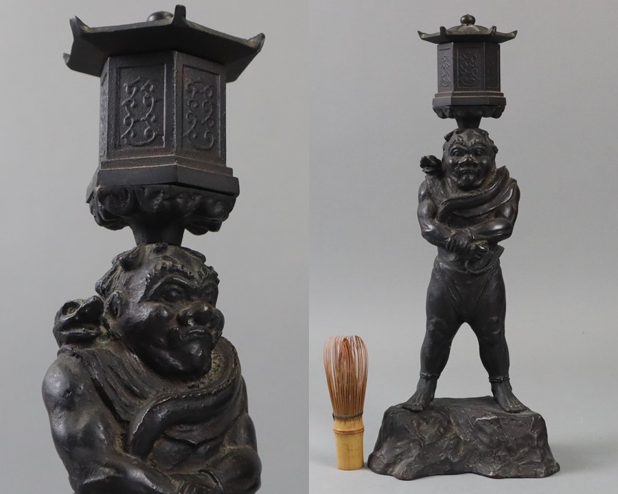 二上元威 蝋型鋳銅 獅子摘 龍鳳凰文 香炉 在銘