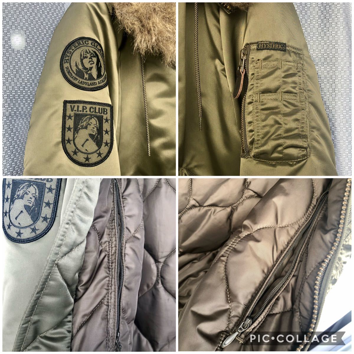 カーキ S ワッペン付 N-3B プリマロフト HYSTERIC GLAMOUR/フライト