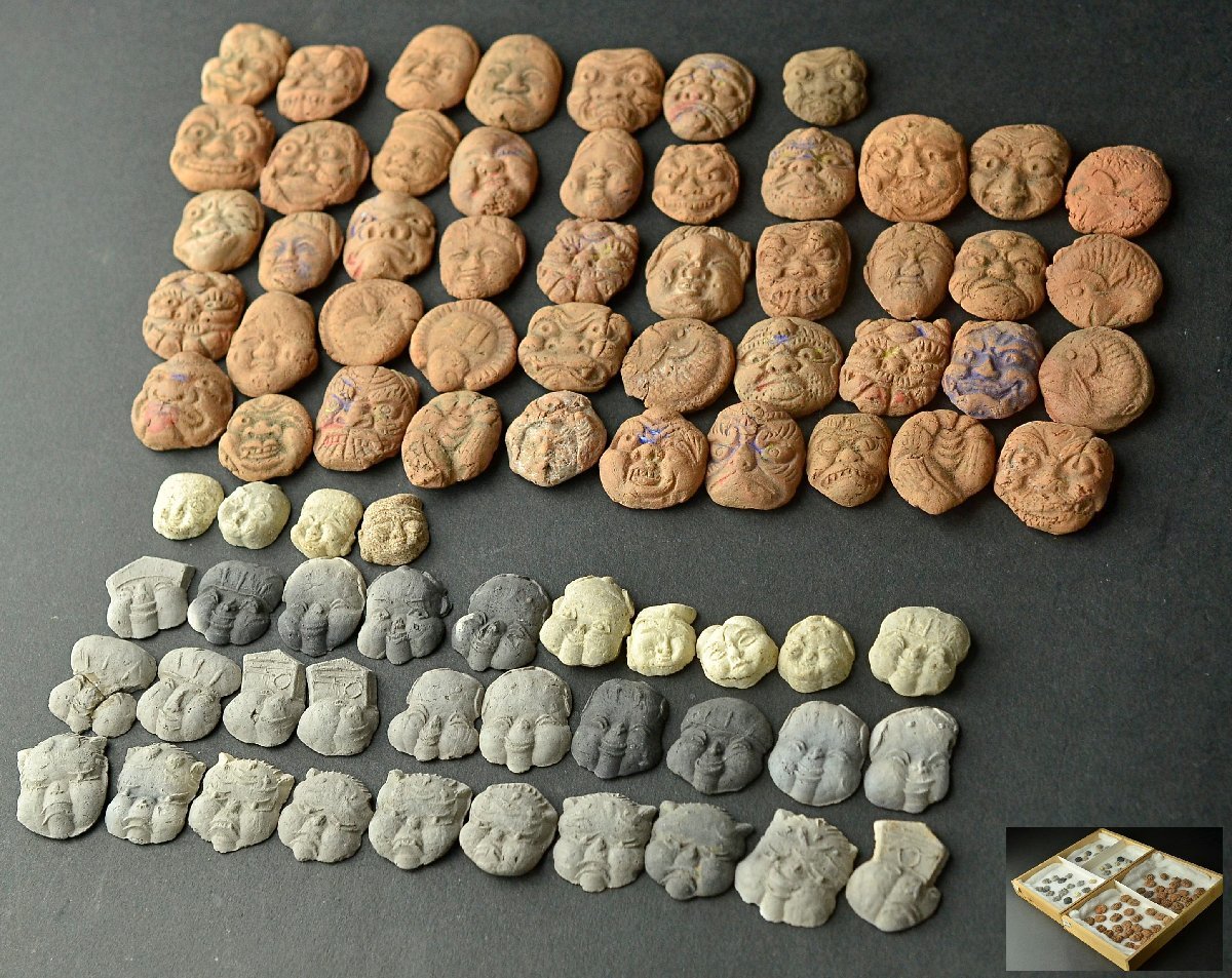 Yahoo!オークション - 【YB】江戸時代 泥面子・芥子面・人面面子など全