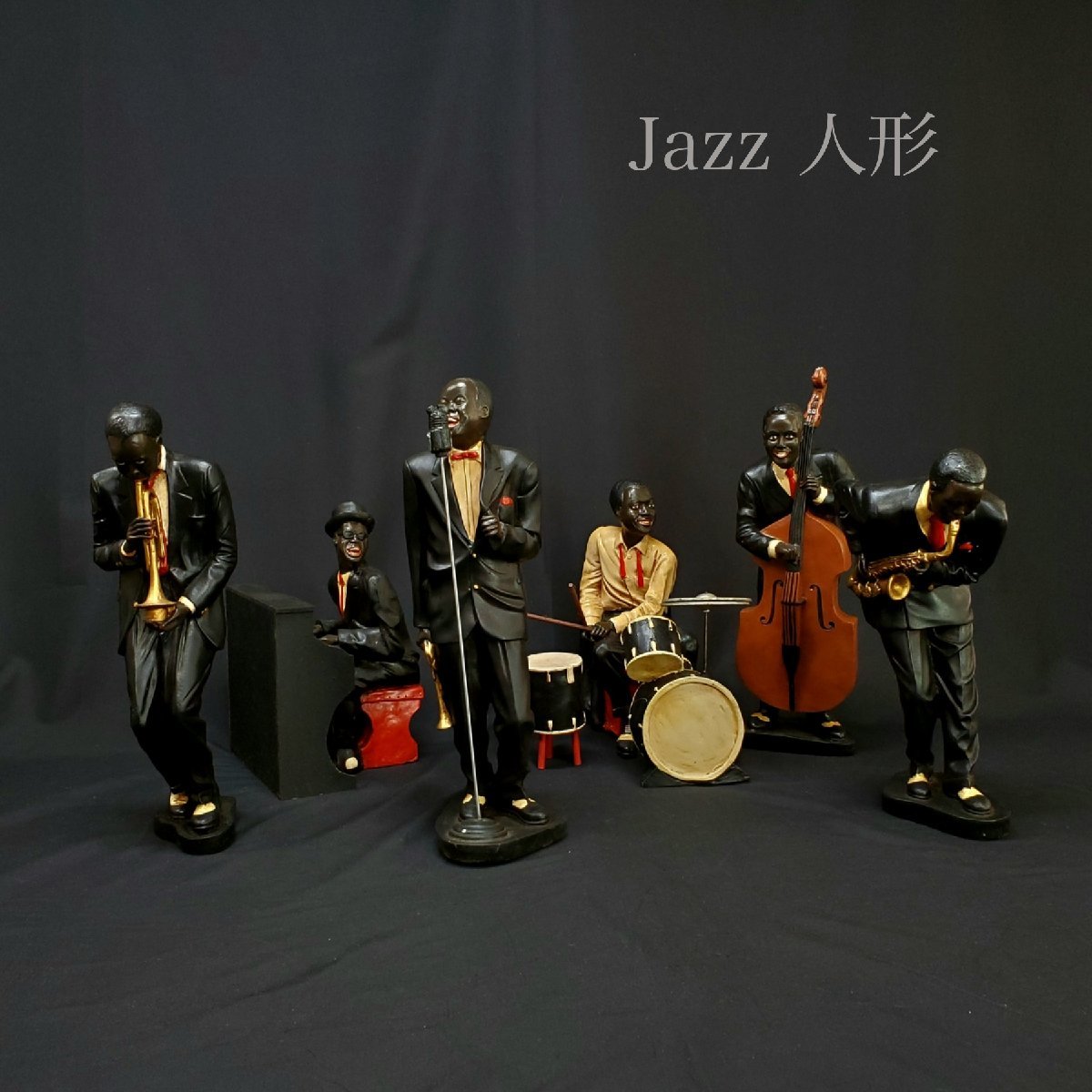 Yahoo!オークション - 【宝蔵】黒人 ジャズバンド JAZZ 人形 音楽 置物