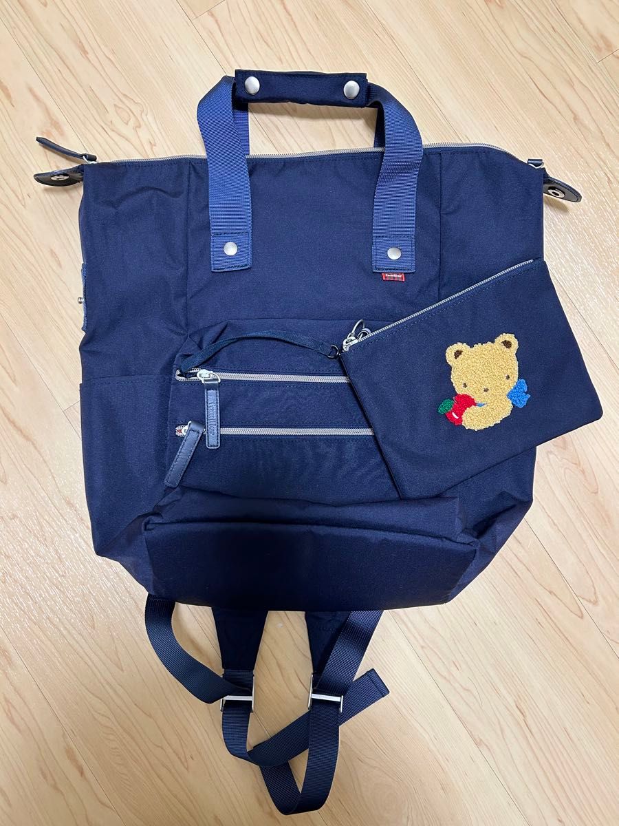 ファミリア 2way マザーズリュック 大容量 ポーチ付き ネイビー｜Yahoo