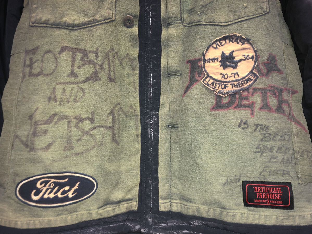 Neighborhood FUCT SSDD 転写 ジャケット サイズSカーキブラック