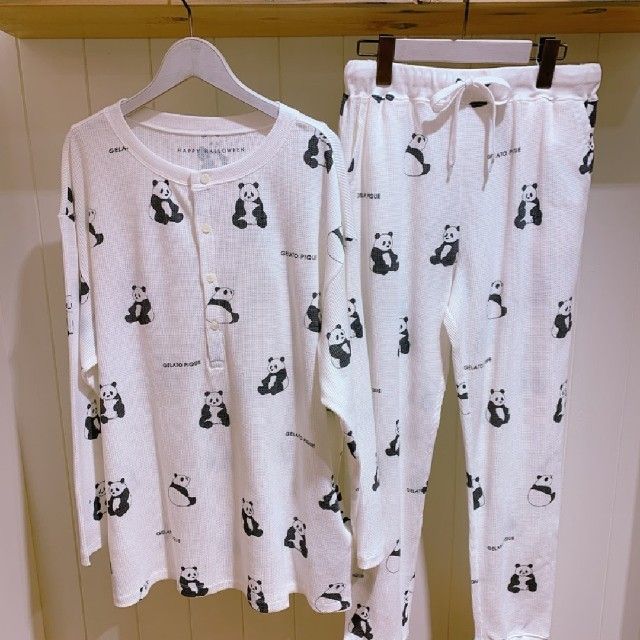 ジェラートピケ ワッフル パンダ柄ルームウェアセット｜Yahoo!フリマ
