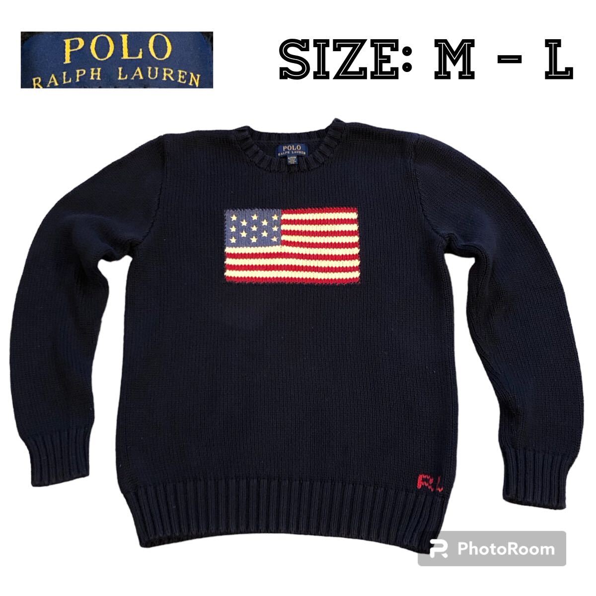 ポロ Ralph Lauren ラルフローレン 星条旗ニット ネイビー ニット