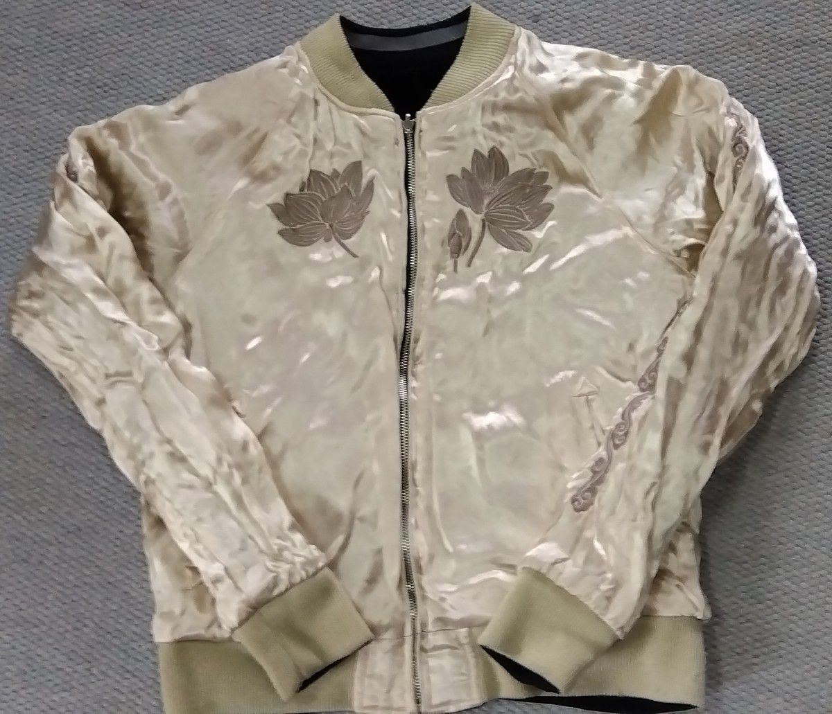 激レア ドゥニーム リバーシブルスカジャン ベロア サテン 閻魔 仏 炎