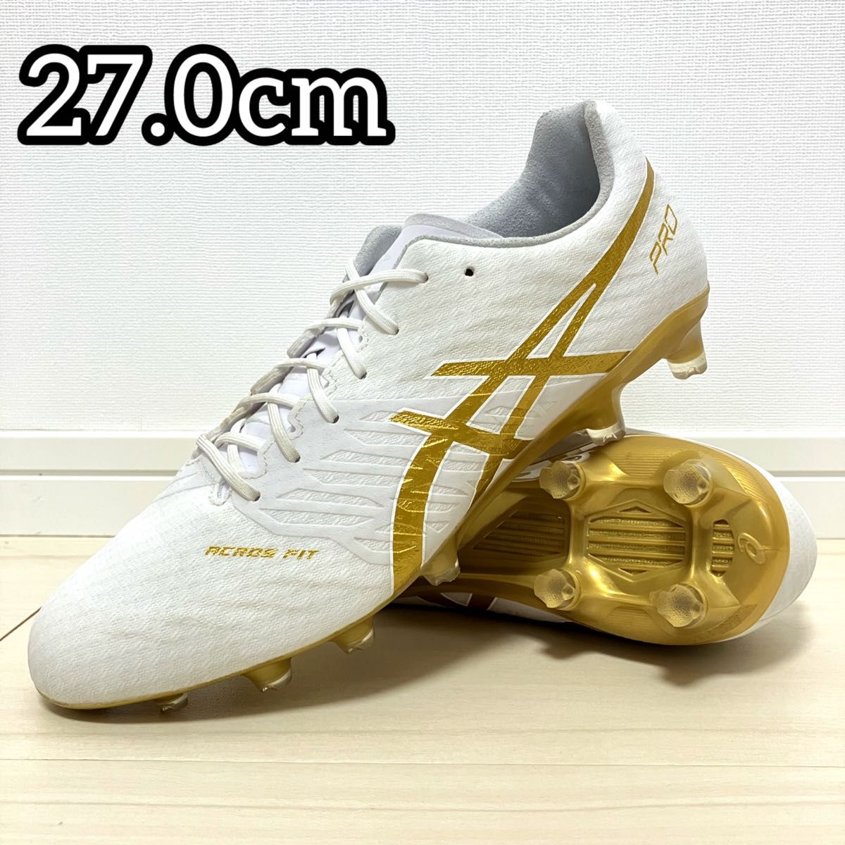 美品 asics アシックス アクロス プロ 2 27 0cm 白 ホワイト 金