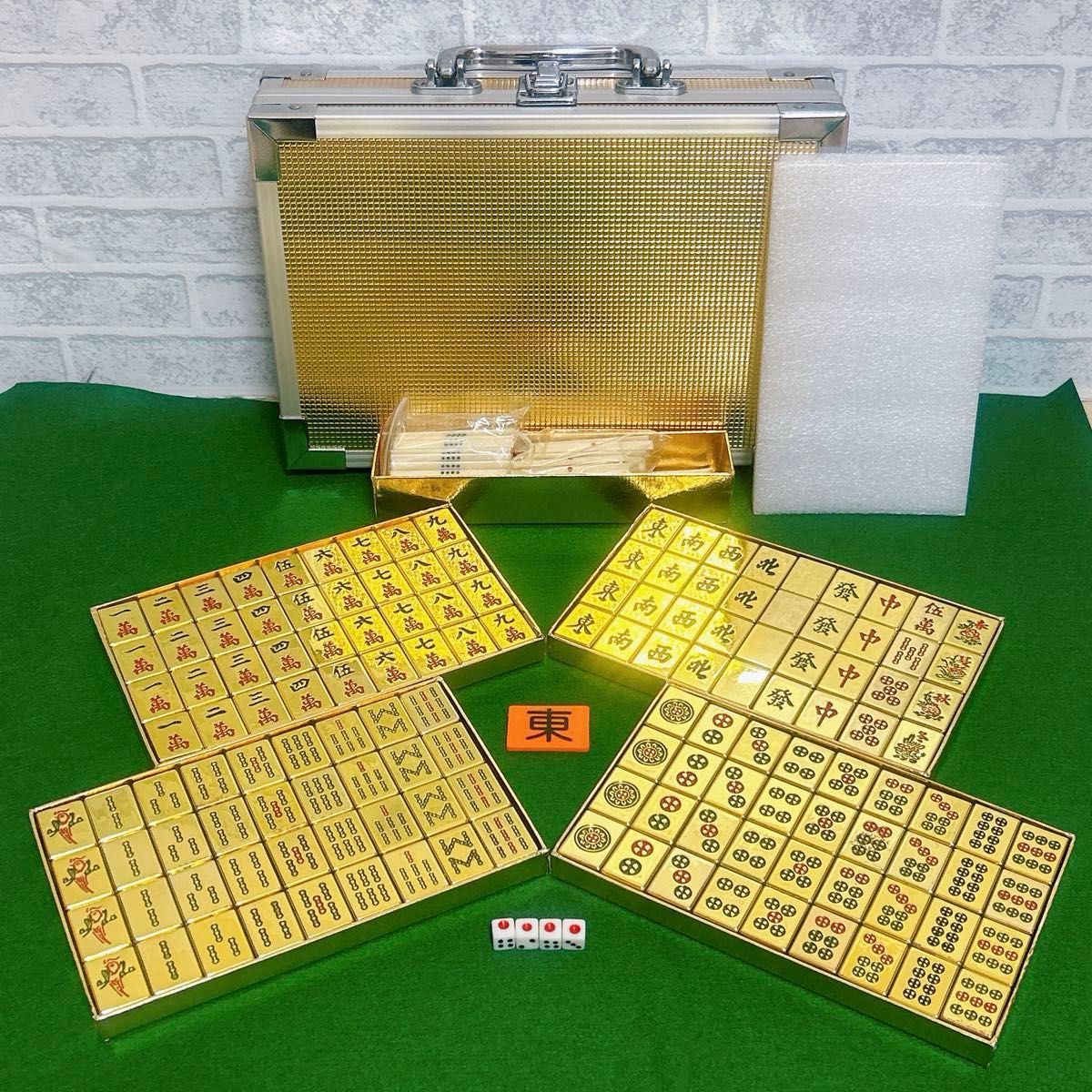 超レア 黄金牌 麻雀牌 牌色金 ハードケース金 簡易マット付き｜Yahoo