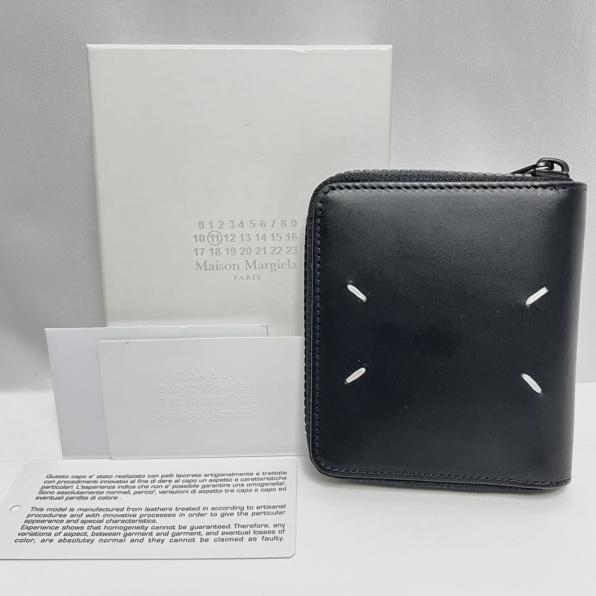 新品 メゾンマルジェラ 小銭入れ付 4ステッチ ラウンド ジップ