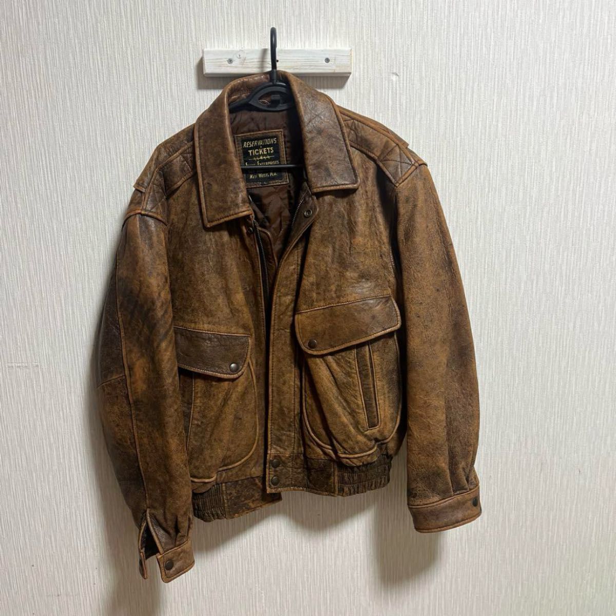 90s】reservations tickets ラムレザージャケット A2 レザージャケット