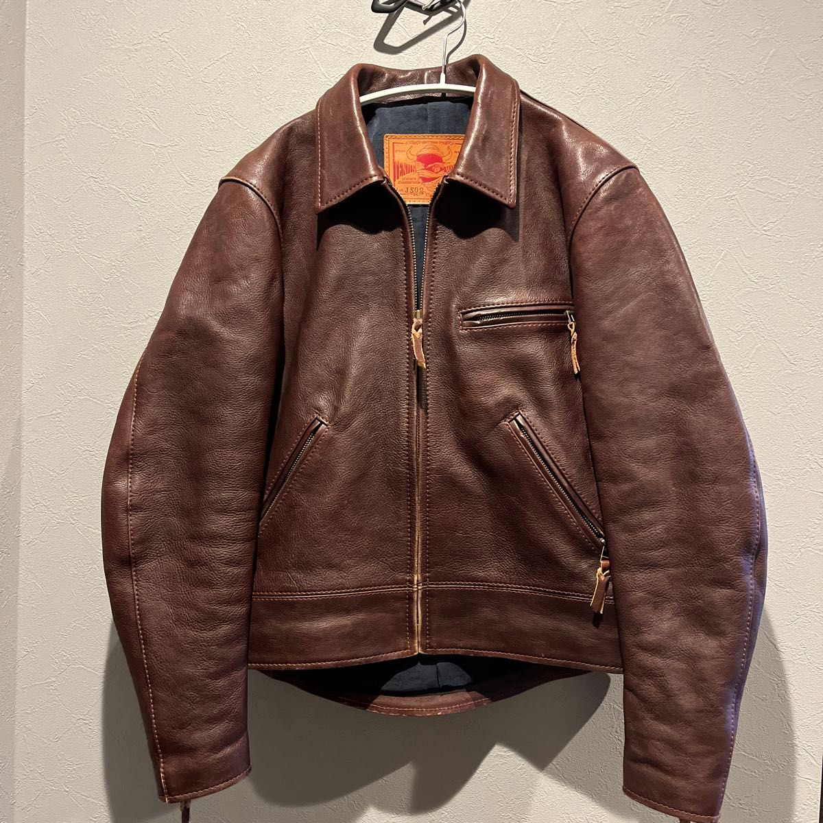 美品 天神ワークス TENJIN WORKS レザージャケット シングル JS02