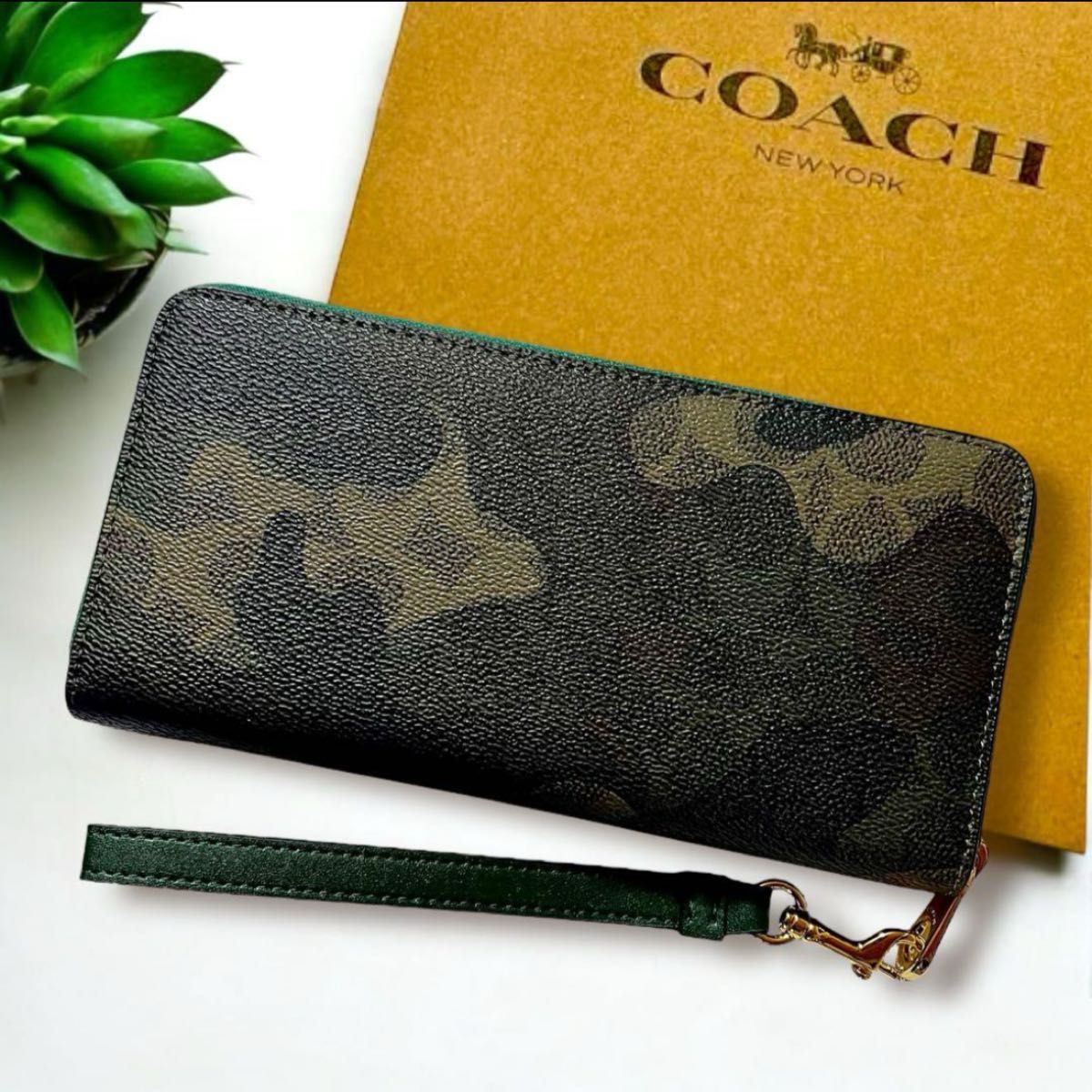 新品未使用 COACH コーチ 長財布 ラウンドファスナー 迷彩柄