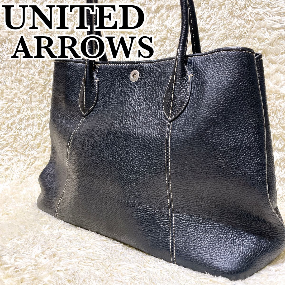 ✨美品✨ユナイテッドアローズ トートバッグ シボ 本革 黒 A4可 大容量
