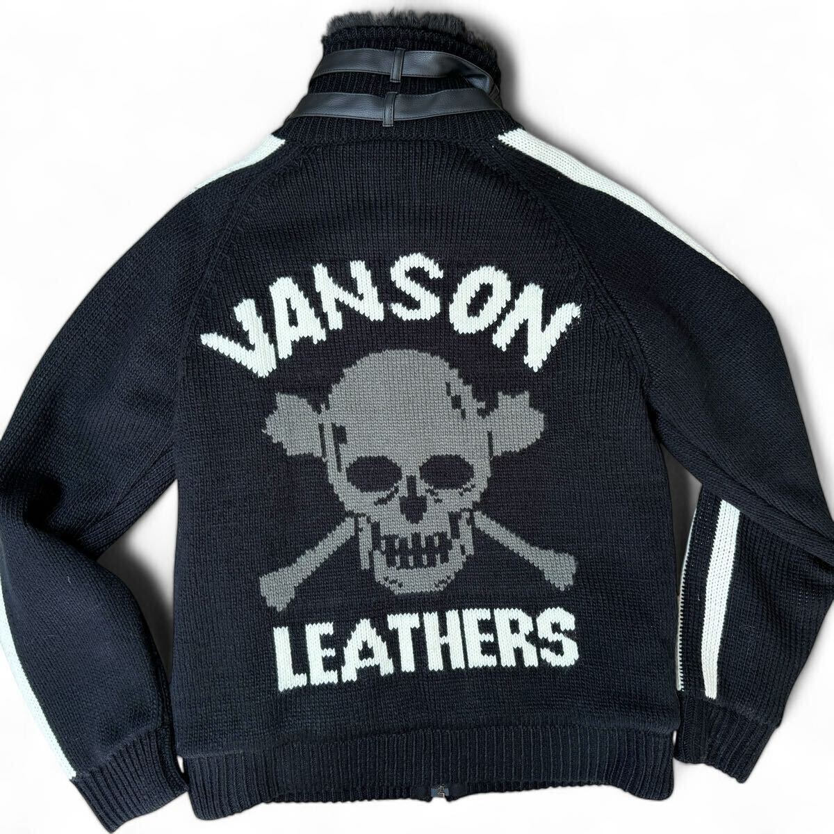 VANSON 未使用 タグ付き カウチンニット バンソン ベルト スカル
