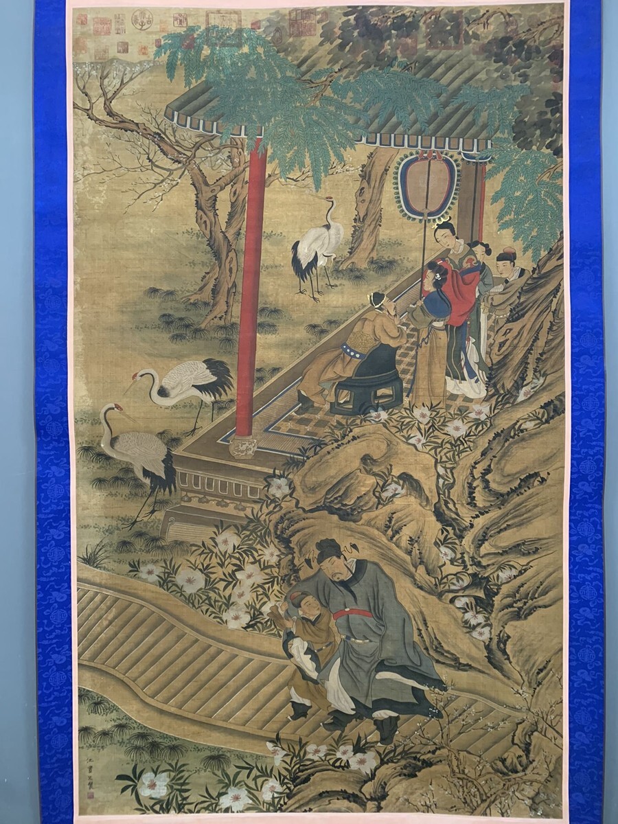 模写大幅掛軸 中国美術 中国画 近代画家「蒋鳳白 蘭竹図」肉筆紙本☆