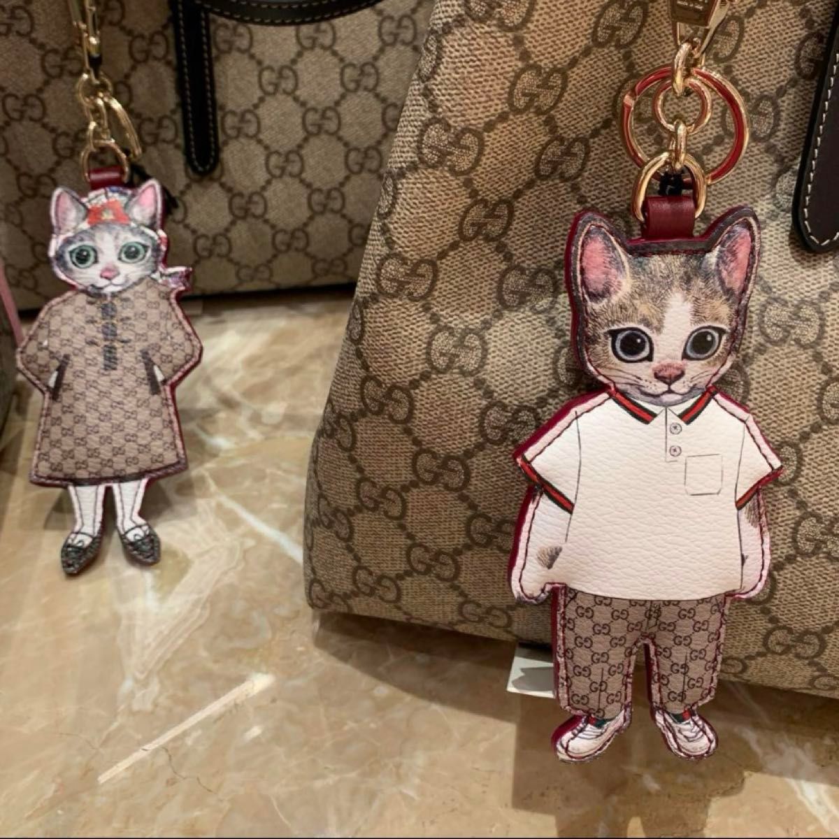 日本限定 ヒグチユウコ GUCCI 猫 チャーム ボリス＆ボーちゃん 2体