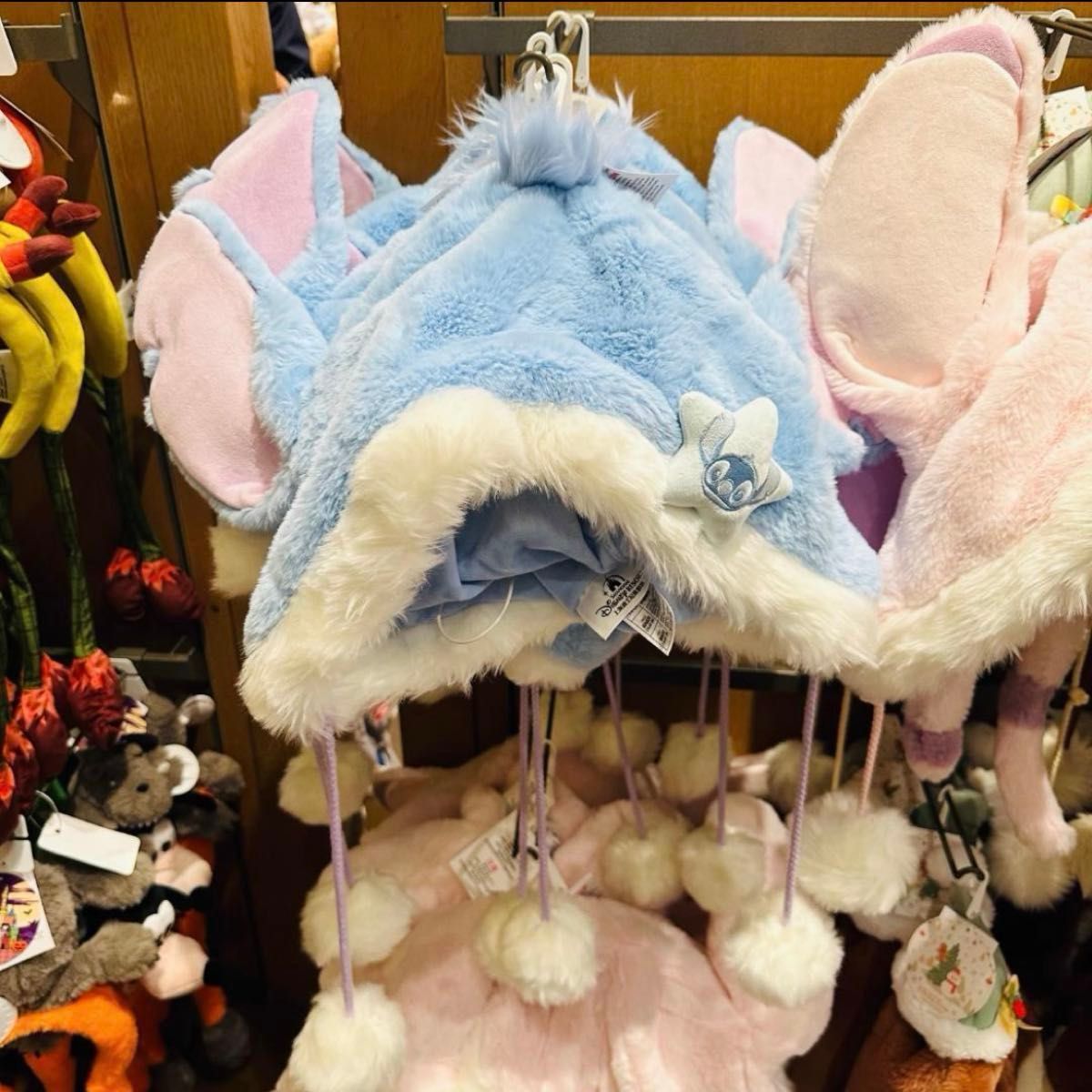 海外限定 上海ディズニー スティッチ エンジェル ファンキャップ 2点